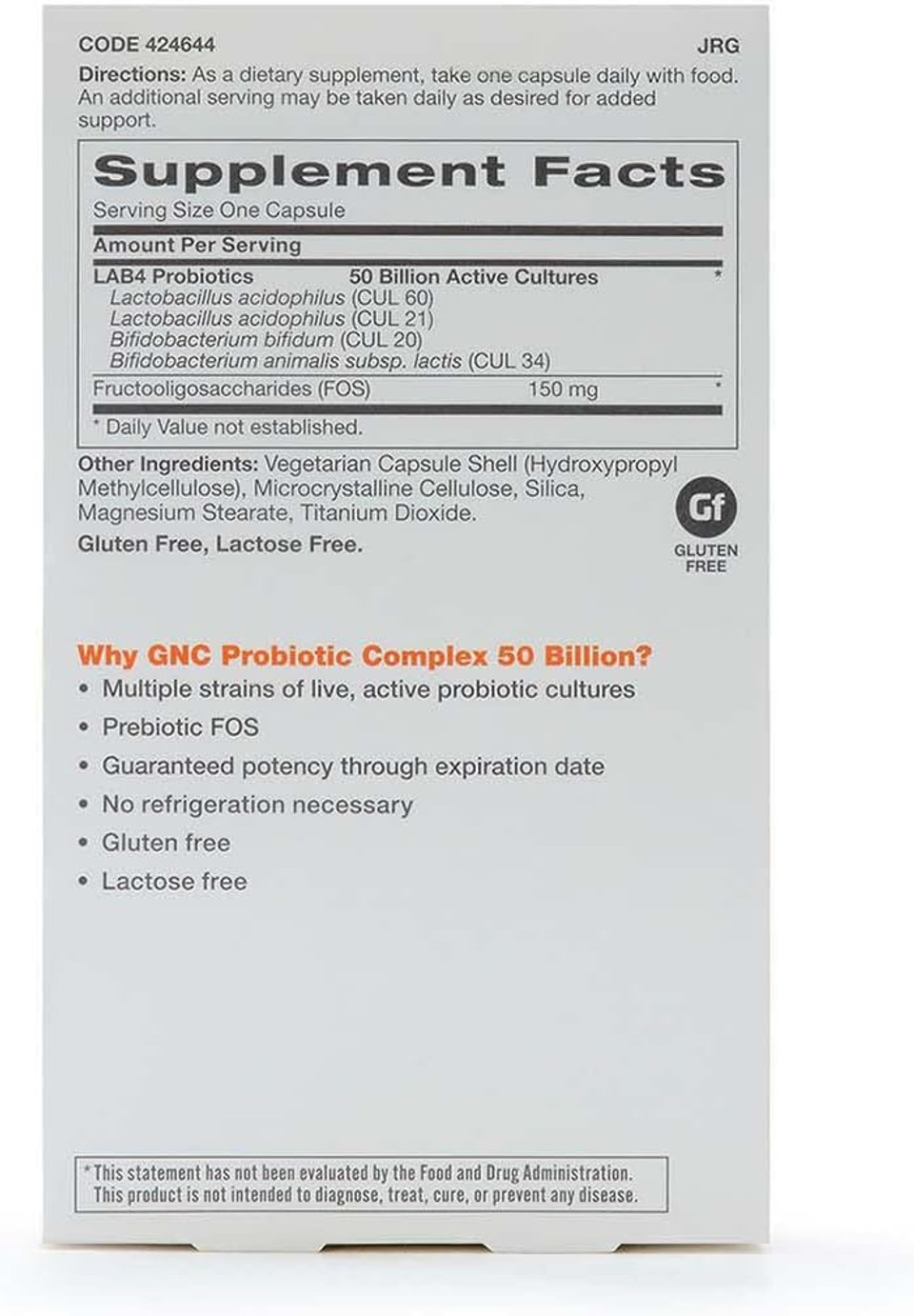 Gnc Probiotic Complex Daily Need Supplement, Provides Digestive And Immune Support, 50 Billion Cfus, 60 Vegetarian Capsules, 60 Servings Gnc Probiotic Complex Daily Need Supplement, Provides Digestive And Immune Support, 50 Billion Cfus, 60 Vegetarian Capsules, 60 Servings