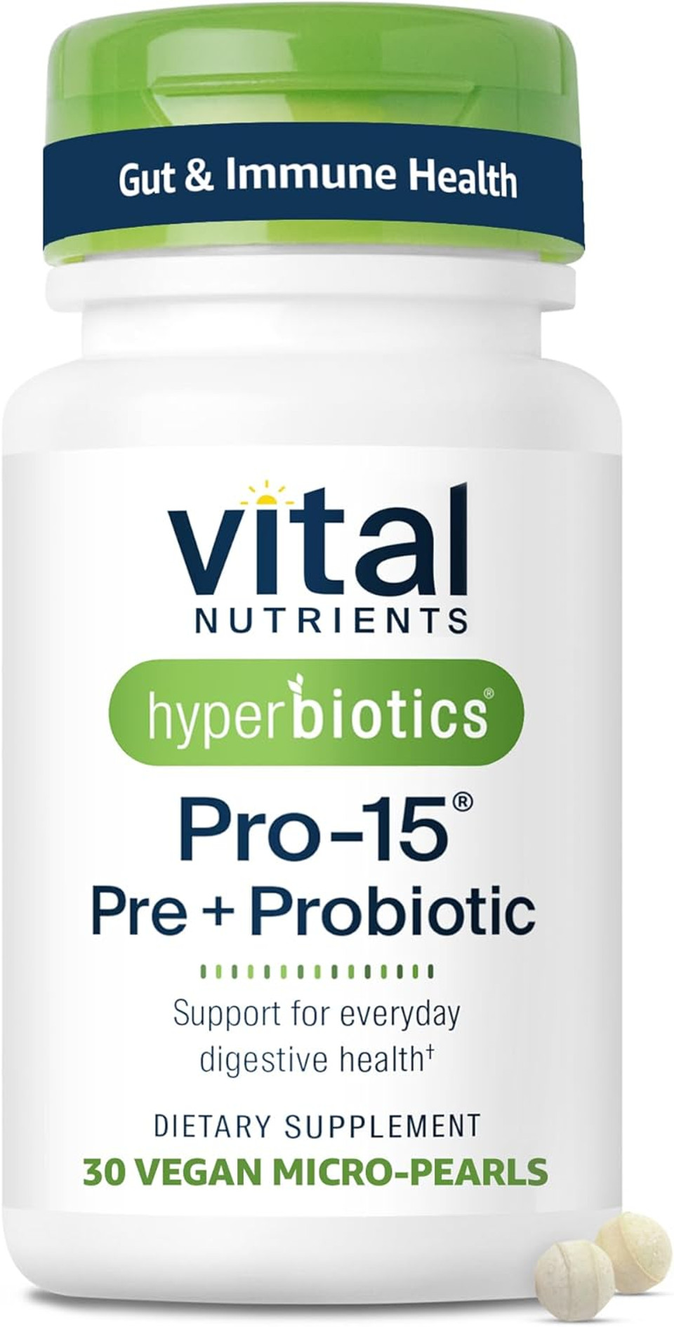 Hyperbiotics Vital Nutrients Pro-15 Prebiotics + Probiotics For Women And Men | 15 Science Backed Strains | Supports Occasional Constipation, Diarrhea, Gas & Bloating | 60 Vegan Time Release Pearls