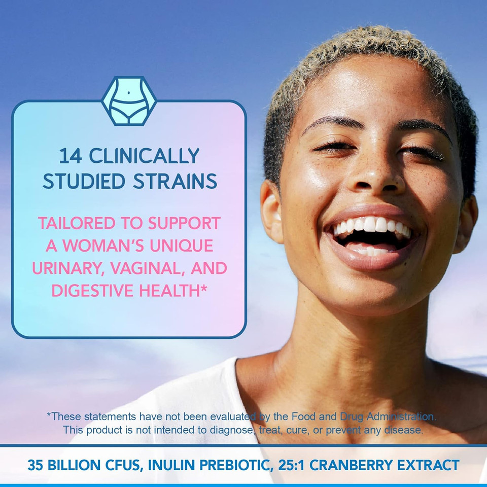 Bioemblem Beauty Probiotics For Women, 35 Billion Cfu 14 Strains With Biotin, Collagen, Prebiotics For Digestive Health, Hair Skin And Nails, Vaginal Probiotics Supplement, Shelf Stable, 60 Caps