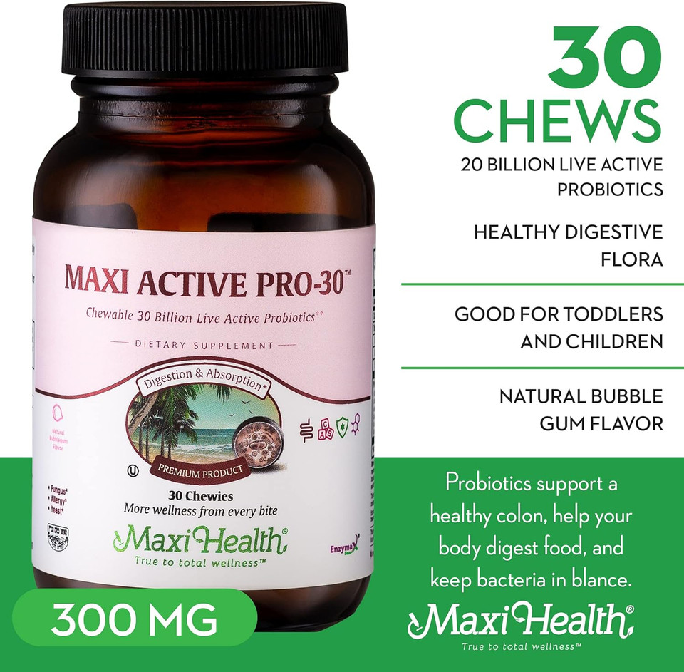 Maxi Active Pro-30 Chewable Tablets Children Friendly Bubble Gum Flavor