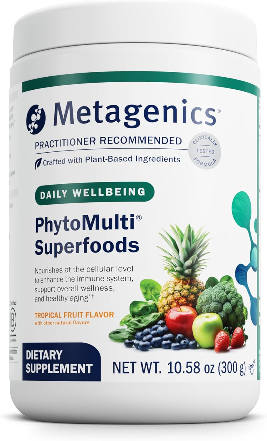 Metagenics Phytomulti Superfoods - Organic Fruit & Vegetable Superfood Powder Blend - Tropical Fruit Flavor - 29 Servings - 10.58 Oz