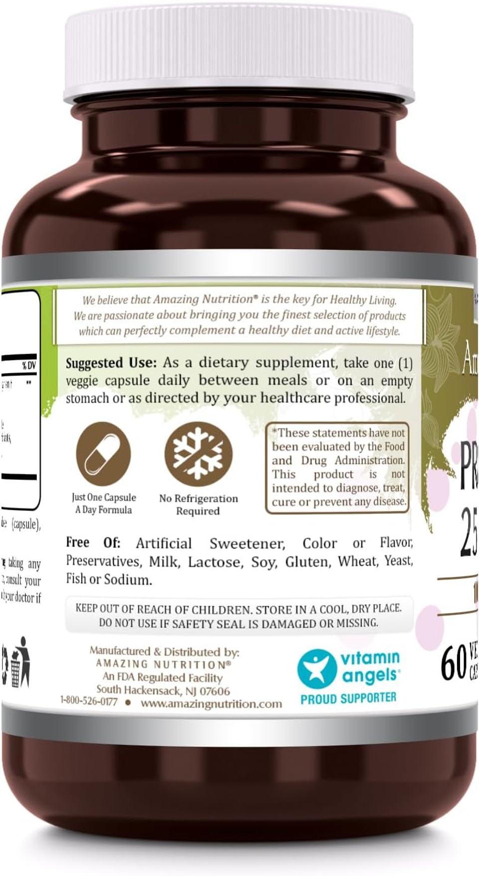 Amazing Flora Probiotic Supplement | 25 Billion-10 Strains | 60 Veggie Capsules | Non-Gmo | Gluten-Free | Made In Usa