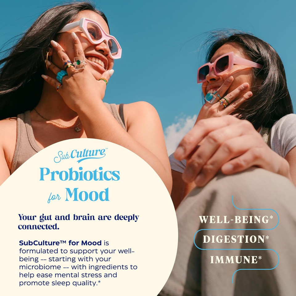 Enzymedica Subculture Probiotics For Mood, Stress, & Sleep, 50 Billion Cfu, Promotes Relaxation, Immune + Digestive Health & Regularity, 30 Count