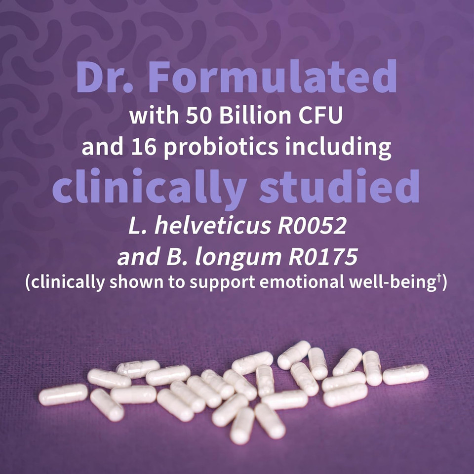 Garden Of Life Probiotics Mood+ Dr Formulated Acidophilus Probiotic Supplement - Promotes Emotional Well-Being, Relaxation And Digestive Balance - Ashwagandha For Stress Management, 60 Veggie Caps