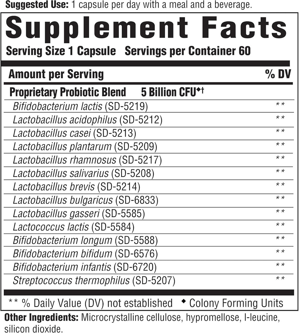 Innate Response Formulas Flora 5-14 Complete Care - Probiotic Supplement - 5 Billion Cfu - 14 Probiotic Strains - Supports Digestive Health - Vegetarian - Made Without 9 Food Allergens - 60 Capsules
