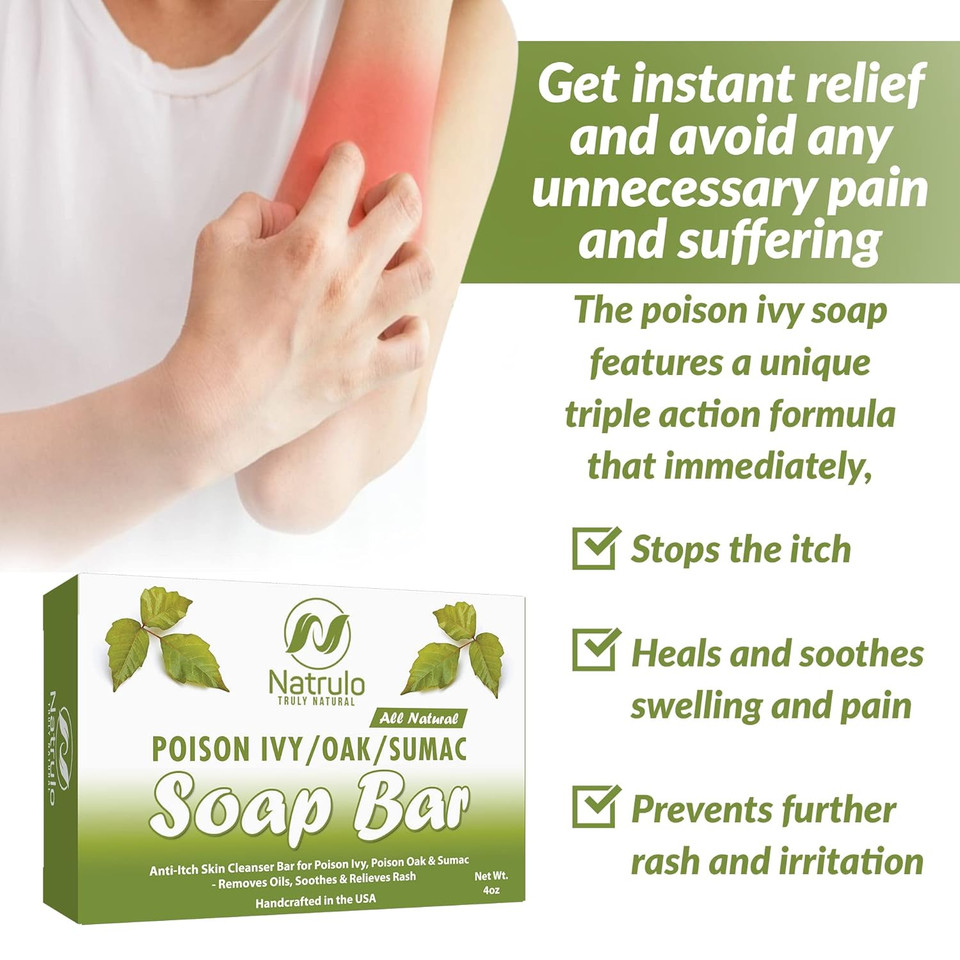 Poison Ivy Soap Bar - All Natural Poison Ivy Treatment - Anti-Itch Soap Skin Cleanser Bar For Poison Ivy, Poison Oak & Sumac - Removes Oils, Soothes & Relieves Rashes - 4 Oz Bar Made In Usa Poison Ivy Soap Bar - All Natural Poison Ivy Treatment - Anti-Itch Soap Skin Cleanser Bar For Poison Ivy, Poison Oak & Sumac - Removes Oils, Soothes & Relieves Rashes - 4 Oz Bar Made In Usa
