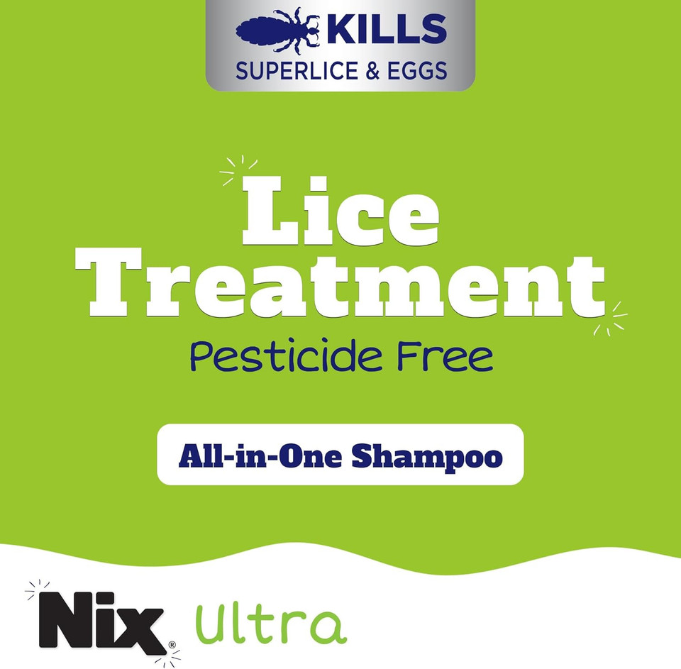 Nix Ultra Superlice Treatment, All-In-One Shampoo, 4 Fl Oz & Lice Removal Comb