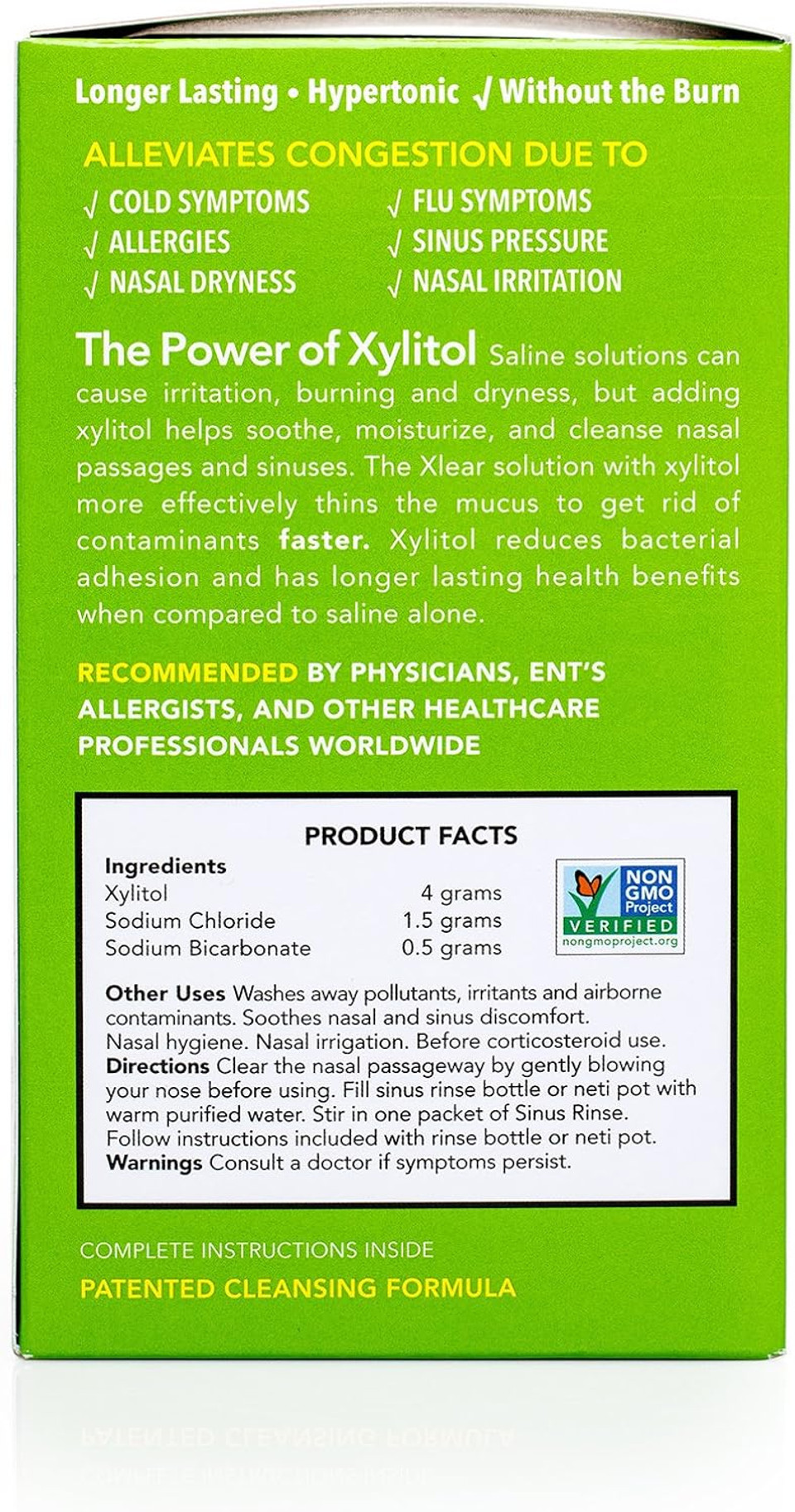 Xlear Natural Xylitol Sinus Rinse Refill, Neti Pot Saline Packets - Nose Cleaner For Fast Pressure And Congestion Relief, Works With Most Nasal Irrigation Systems, 50 Count And 1 Rinse Bottle