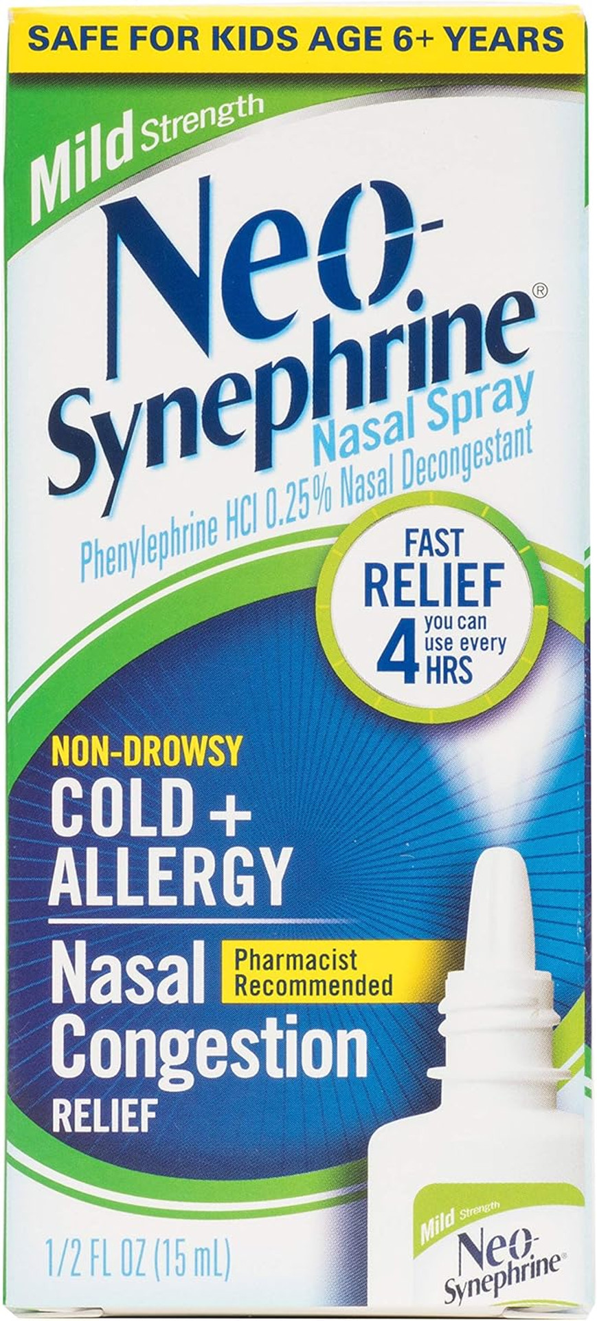 Neosynephrine Nasal Spray For Cold & Sinus Relief, Fast Relief, Pharmacist Recommended, Clear, Mild Strength, 0.5 Fl Oz