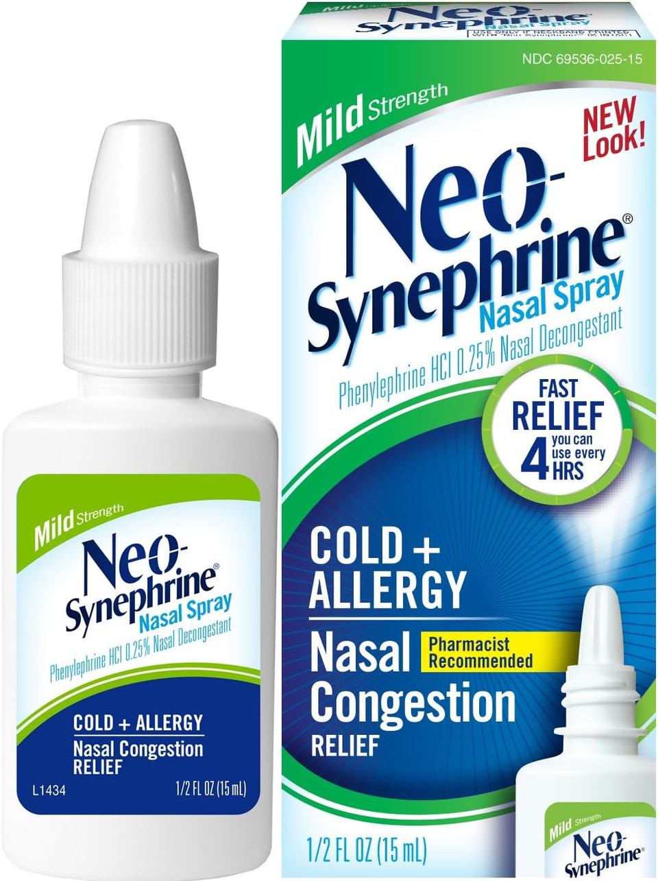 Neosynephrine Nasal Spray For Cold & Sinus Relief, Fast Relief, Pharmacist Recommended, Clear, Mild Strength, 0.5 Fl Oz