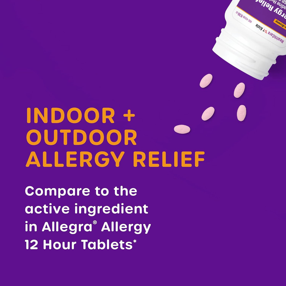 Healthcareaisle Allergy Relief - Fexofenadine Hydrochloride Tablets Usp, 60 Mg - 100 Tablets - Non-Drowsy Antihistamine, 12-Hour Allergy Medicine