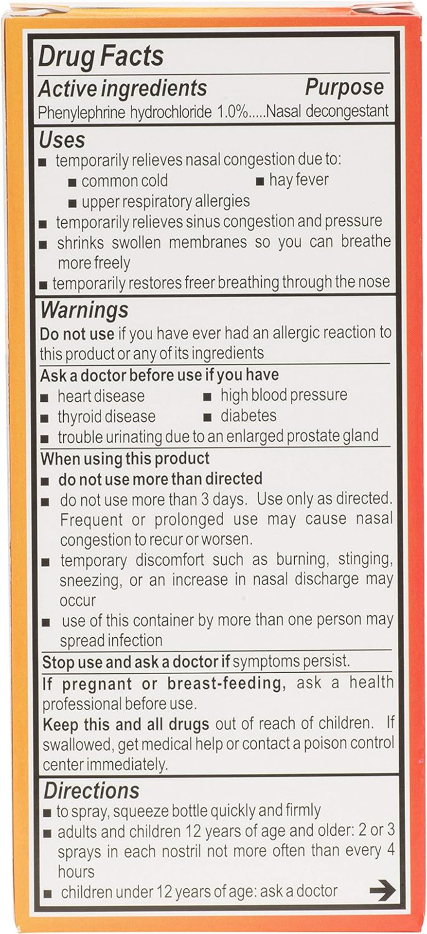 Neosynephrine Nasal Spray For Cold & Sinus Relief, 0.51 Fl Oz