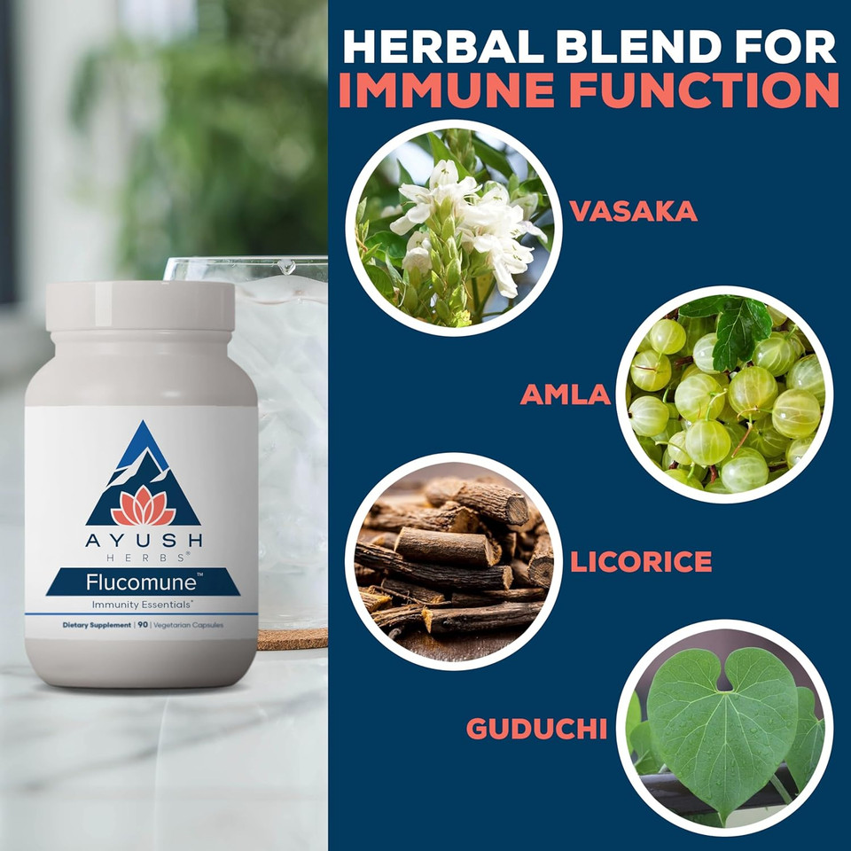 Ayush Herbs Flucomune - Immune Support Supplement, Sinus Support For Women & Men, Herbal Lung & Respiratory Balance For Adults - 90 Vegetarian Capsules (1 Count) Ayush Herbs Flucomune - Immune Support Supplement, Sinus Support For Women & Men, Herbal Lung & Respiratory Balance For Adults - 90 Vegetarian Capsules (1 Count)