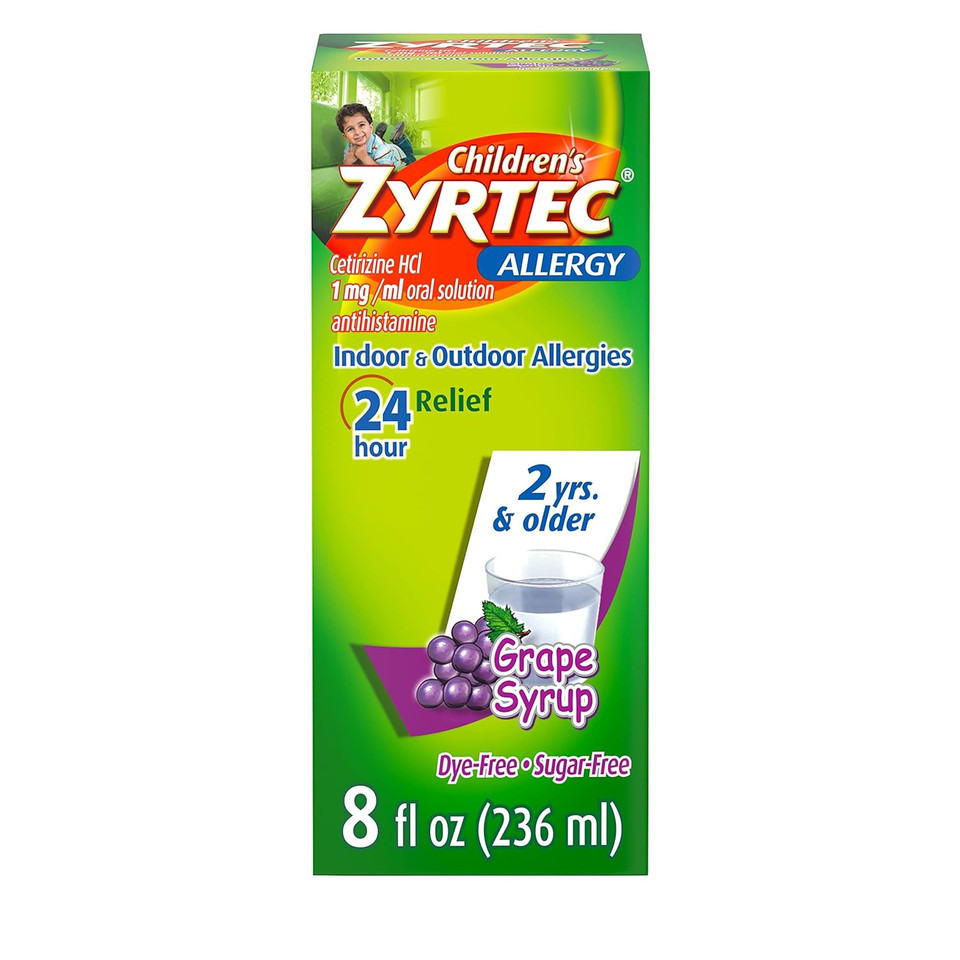 Zyrtec Children'S Allergy Syrup, Dye-Free, Sugar-Free Grape, 4 Ounce
