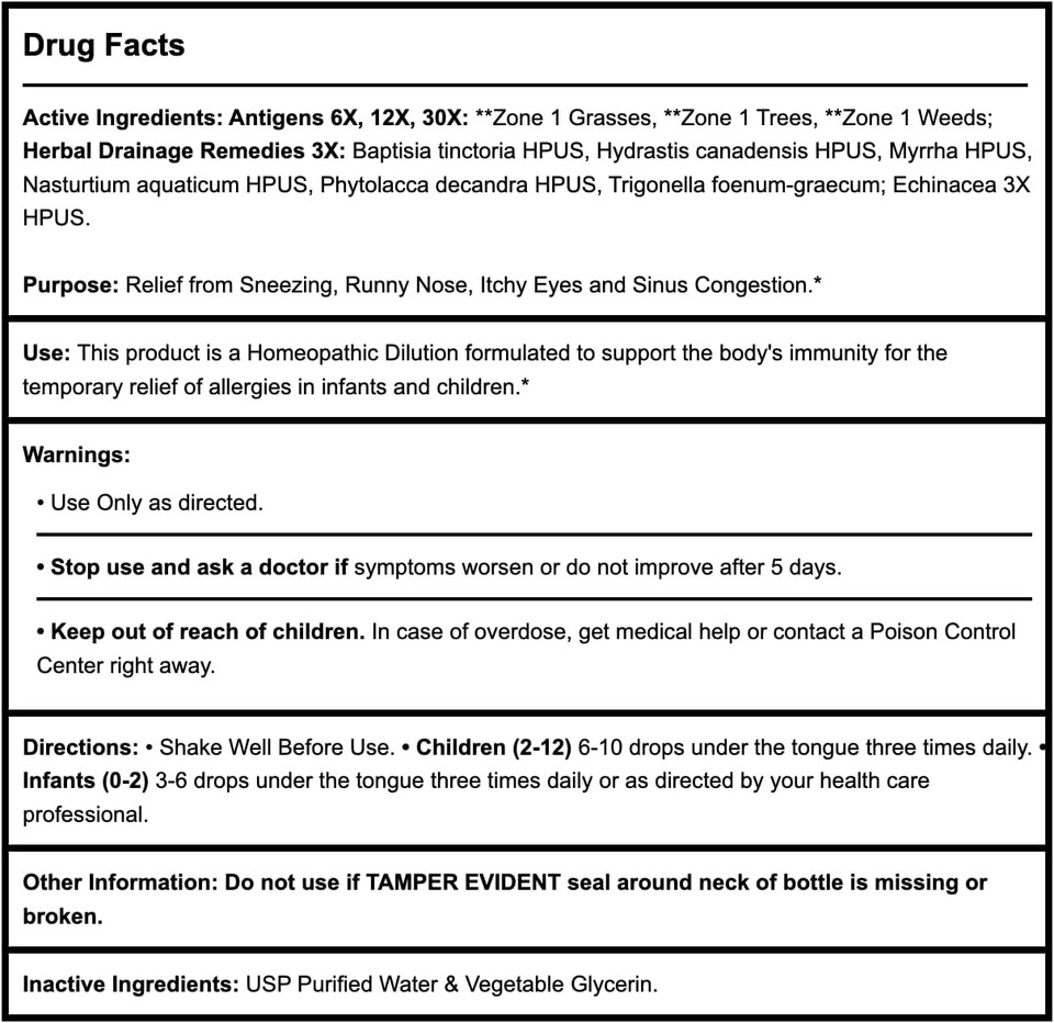 Progena Allergena Zone 1 For Kids - 1 Ounce
