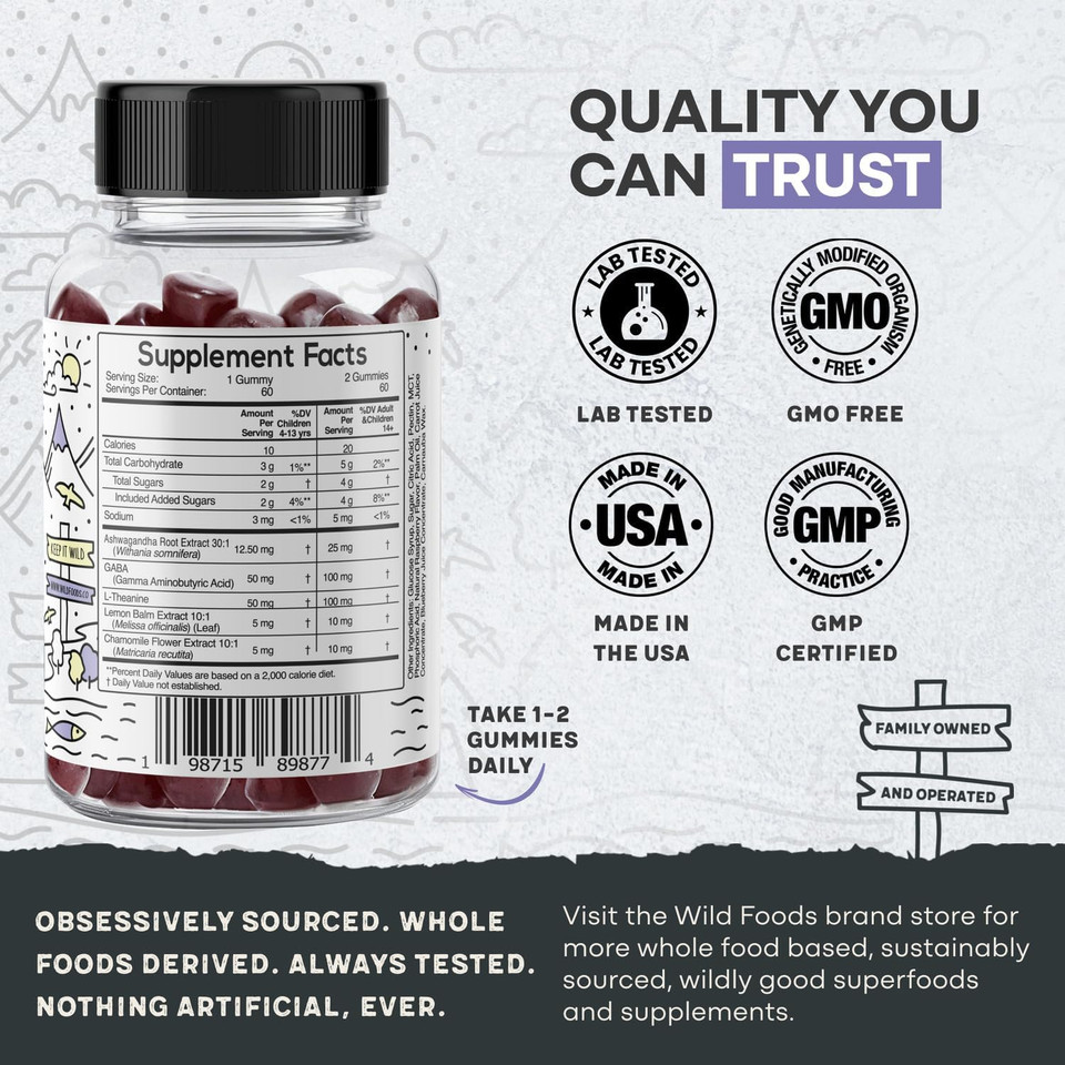 Wild Foods Kids Multivitamin Gummies  Natural Skin, Immune & Bones Support With Kids Vitamins A, C, D, E, B12, Iron & Dha  Probiotics & Multivitamin For Growth  60 Flavored Gummies