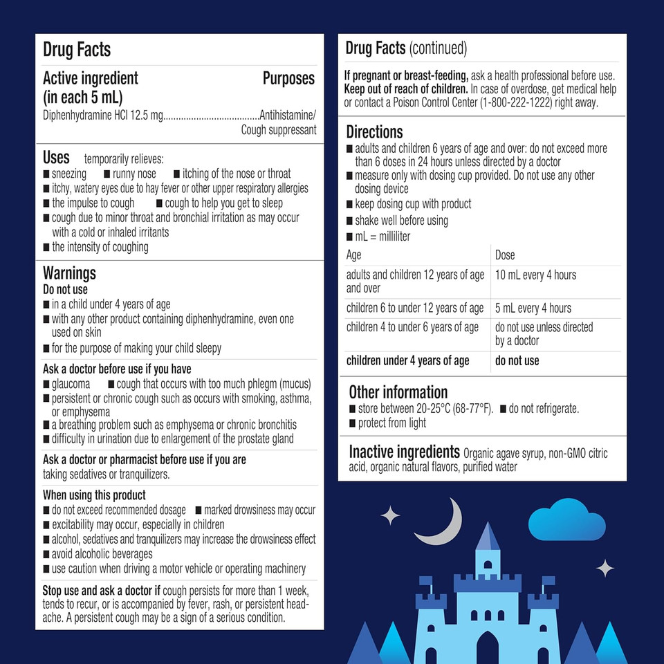 Kindermed Kids' Nighttime Cold & Cough Medicine, For Ages 6 Years+, No Dyes, No Artificial Flavors, No Artificial Sweeteners, Vegan, Non-Gmo, Gluten Free, Organic Cherry Flavor (4 Fl Oz)