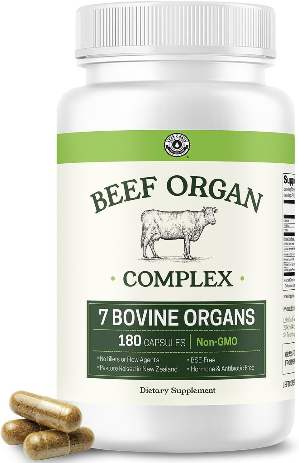 Beef Organ Supplement Grass Fed - 7 Beef Organs Complex From New Zealand - Liver Heart Pancreas Kidney Lung Spleen Bone Marrow - Non-Gmo, No Fillers, Hormone & Antibiotic Free - Carnivore Diet - 180Ct Beef Organ Supplement Grass Fed - 7 Beef Organs Complex From New Zealand - Liver Heart Pancreas Kidney Lung Spleen Bone Marrow - Non-Gmo, No Fillers, Hormone & Antibiotic Free - Carnivore Diet - 180Ct