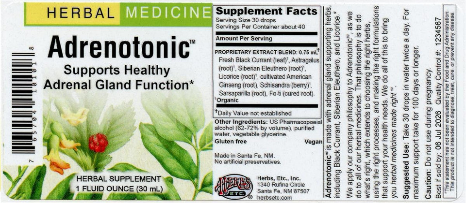 Herbs Etc. Adrenotonic 1 Oz