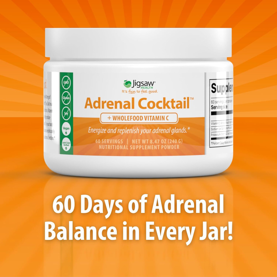 Jigsaw Health Adrenal Cocktail + Wholefood Vitamin C | With Potassium Bicarbonate, Sea Salt, And Acerola Cherry Extract | 360 Capsules 60 Servings