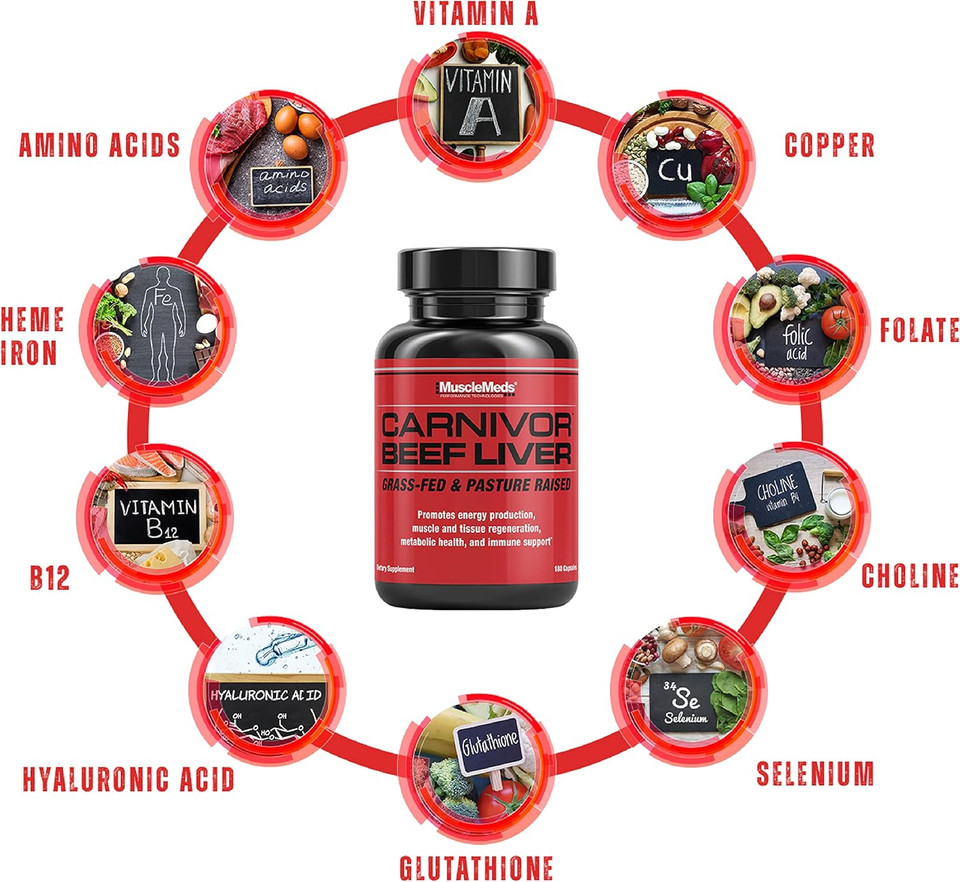 Musclemeds Carnivor Beef Liver Capsules, Energy Production, Muscle Recovery, Immunity, Non-Gmo, Liver Health Supplement, Grass Fed 180 Capsules Musclemeds Carnivor Beef Liver Capsules, Energy Production, Muscle Recovery, Immunity, Non-Gmo, Liver Health Supplement, Grass Fed 180 Capsules