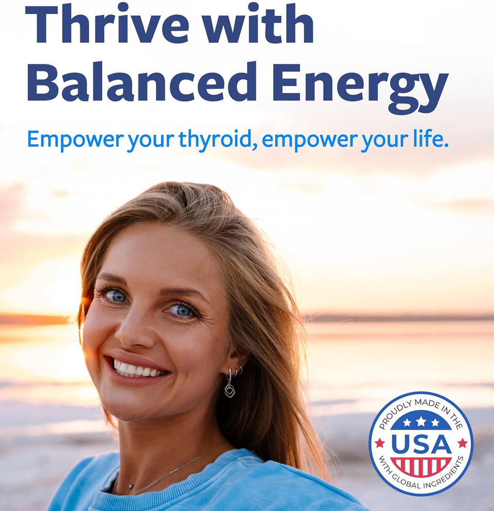 Thyroid Support With Iodine (Non-Gmo) Improve Your Energy & Mood - Metabolism Booster Thyroid Health Supplement For Women And For Men - Ashwagandha, Zinc, B12 Complex - 60 Capsules