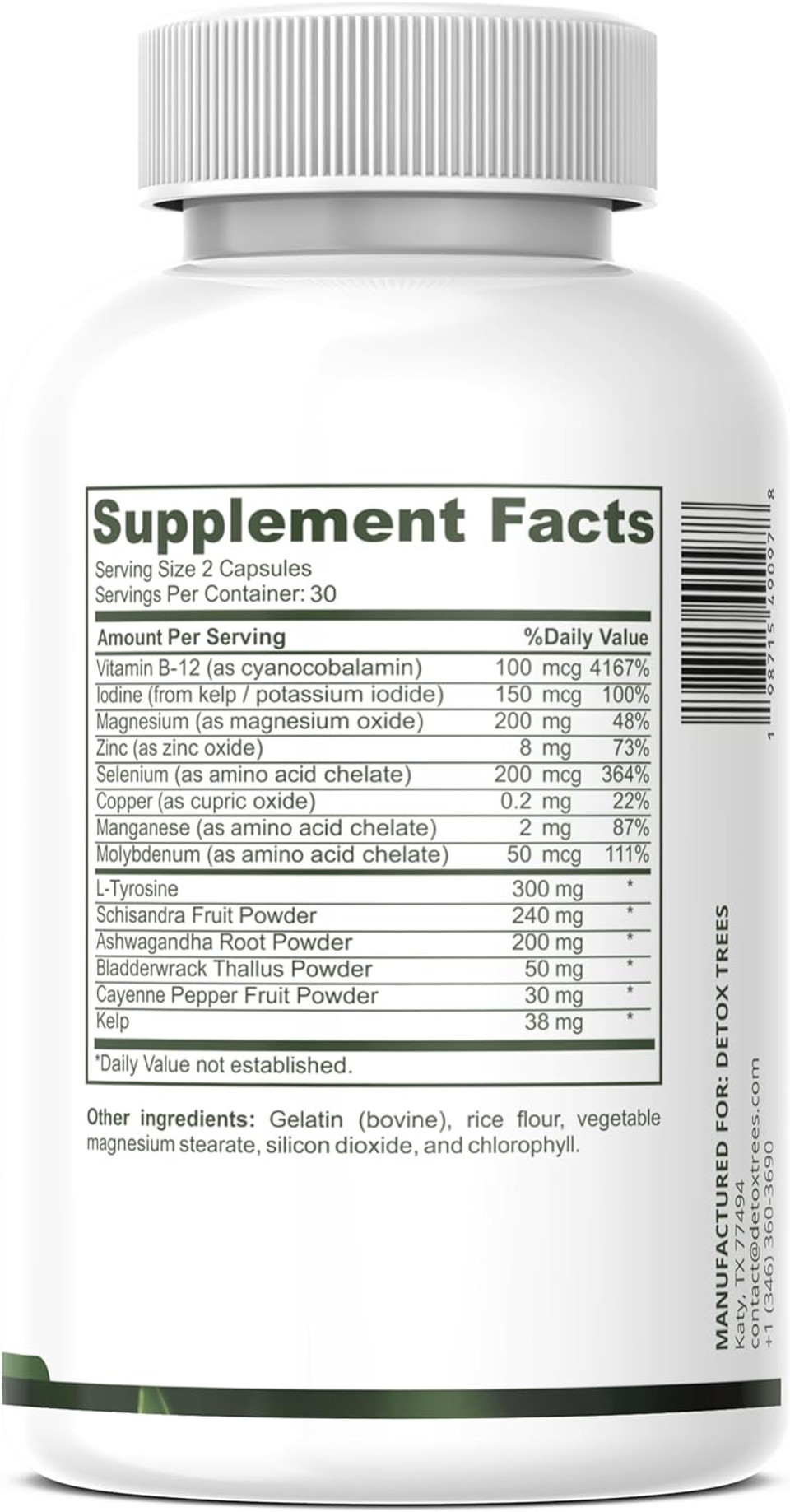 Advanced Thyroid Support Supplement - Non-Gmo, Thyroid Supplement With L Tyrosine, Iodine, B12, Zinc, Selenium, Ashwagandha For Thyroid Health & Overall Well-Being, 60 Capsules