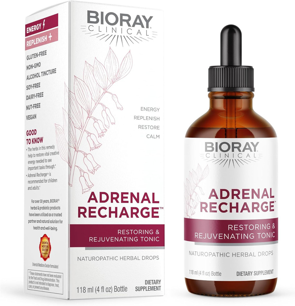 Bioray Clinical Adrenal Recharge - 4 Fl Oz - Restoring & Rejuvenating Alcohol Tincture - Non-Gmo, Vegan, Gluten Free