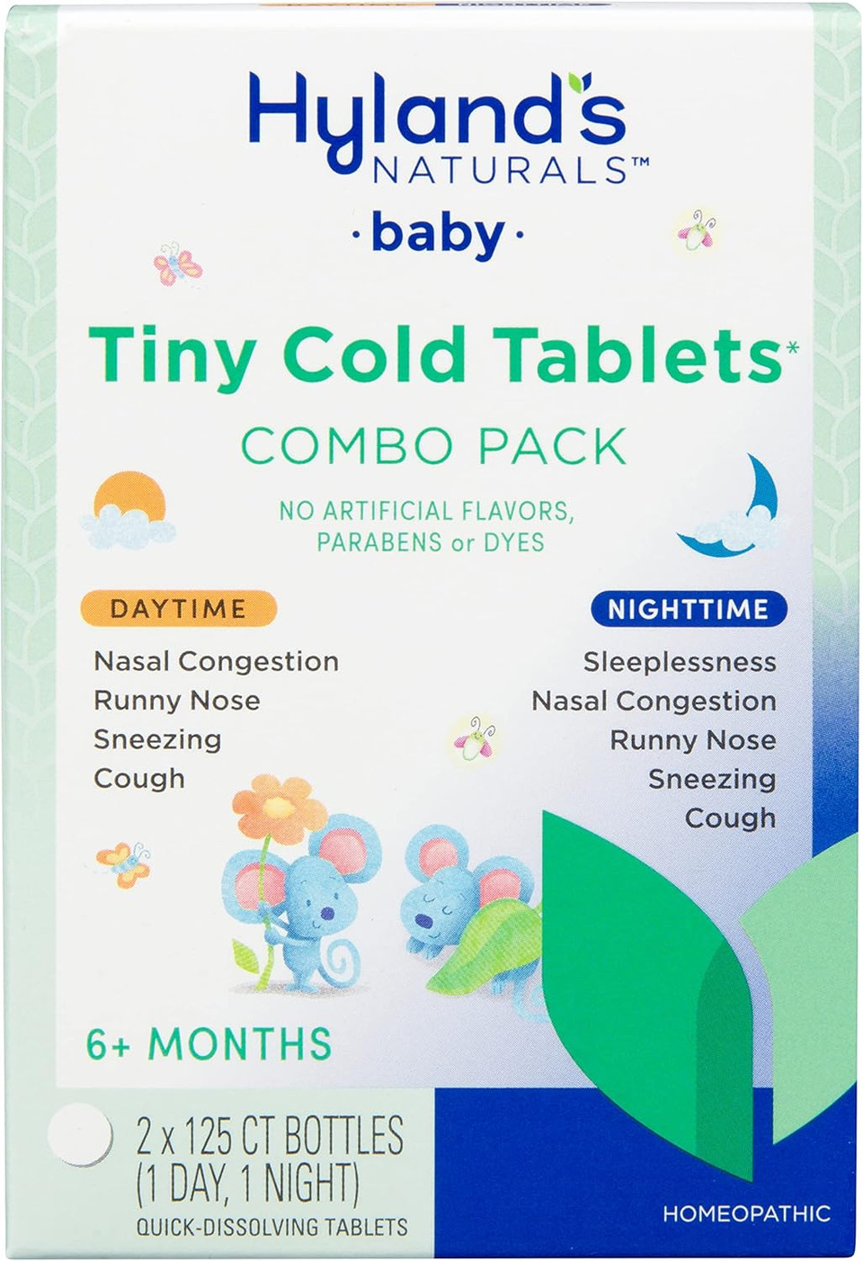 Hyland'S Baby Tiny Cold Tablets, Daytime, Infant And Baby Cold Medicine, Decongestant, Runny Nose And Cough Relief, 125 Quick-Dissolving Tablets