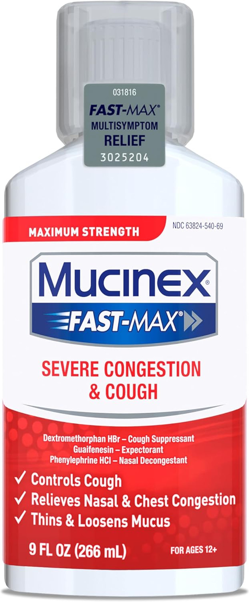 Congestion And Cough Liquid, Mucinex Fast-Max Severe Congestion And Cough Liquid, 9 Fl.Oz, Fast Acting Maximum Strength Formula Relieves Nasal & Chest Congestion, Controls Cough, Thins & Loosens Mucus