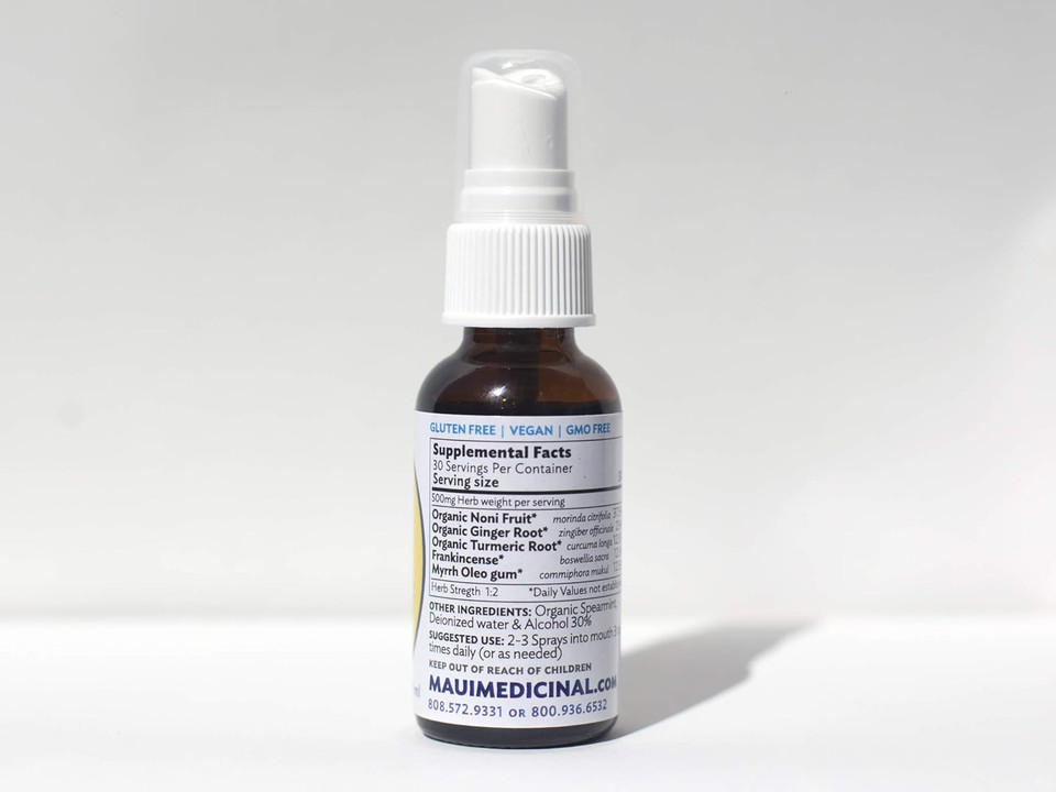 Throat Spray Noni 5 Star Combination: Ginger, Turmeric, Frankincense, Myrrh And Perilla