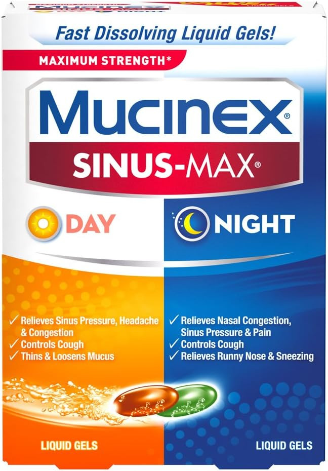 Mucinex Sinus-Max Liquid Gels For Day And Night, 24 Count