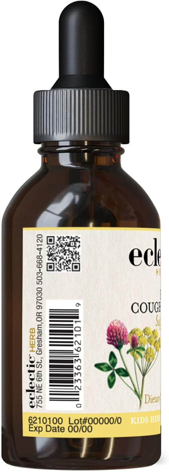 Eclectic Institute Kids, Herbal Cough Elixir, Black Cherry Flavored | Non-Gmo, Gluten-Free | 1 Fl Oz (30 Ml)
