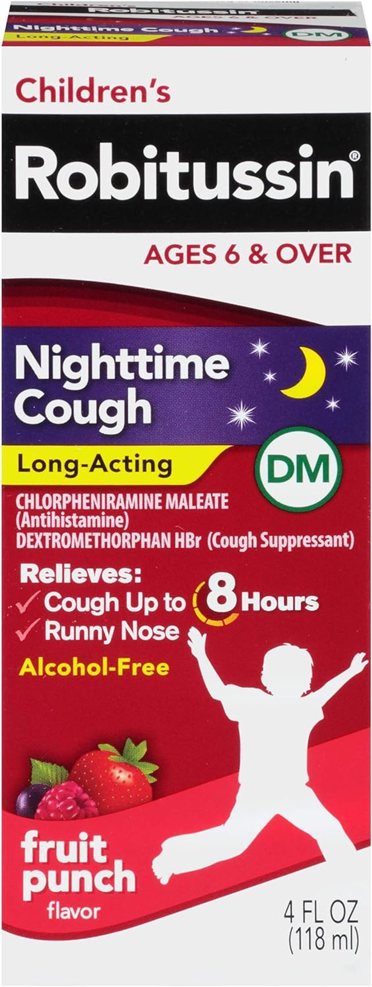 Robitussin Long-Acting Cough And Cold Medicine For Kids, Fruit Punch Flavor - 4 Fl Oz Bottle