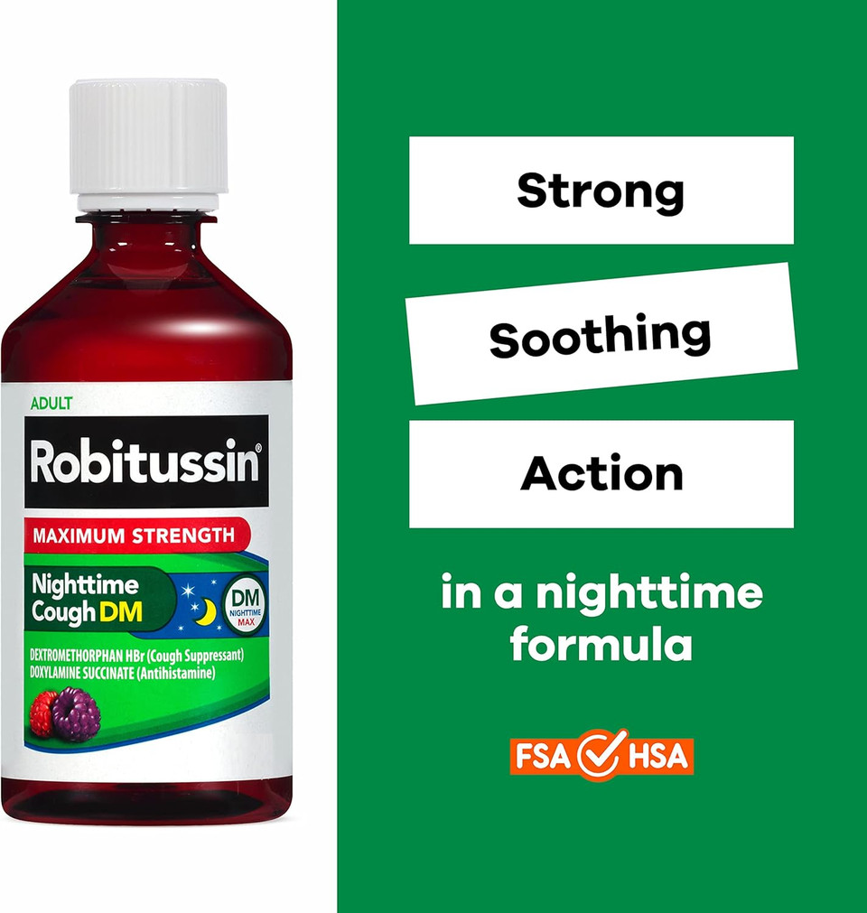 Robitussin Honey Nighttime Cough Dm Max - Controls Cough, Runny Nose And Sneezing - Adult Formula, 4 Fl Oz
