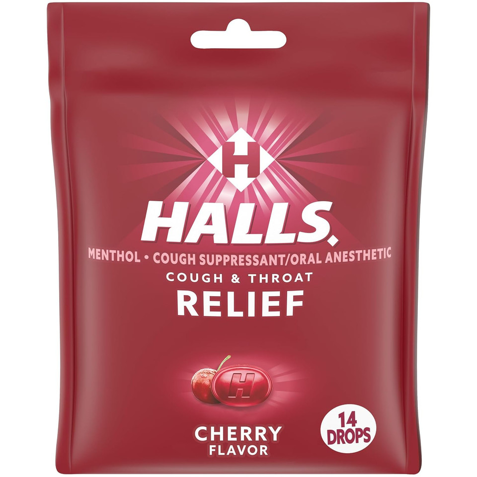 Halls Relief Cherry Cough Drops, 14 Total Drops