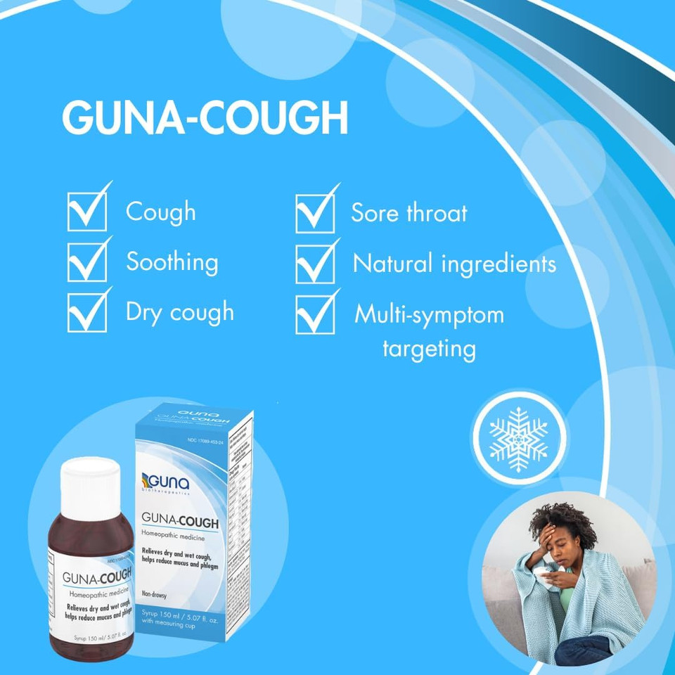 Guna Natural Homeopathic Cough Medicine Cough Suppressant And Expectorant, Non-Drowsy - 5 Ounces