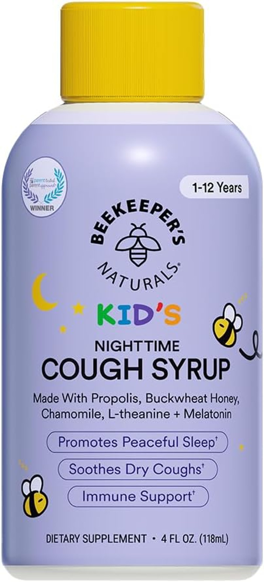 Beekeeper'S Naturals Propolis Honey Cough Syrup Daytime For Adults Elderberry, Bee Propolis, Buckwheat Honey - Immune Support & Throat Soothing, 4 Oz