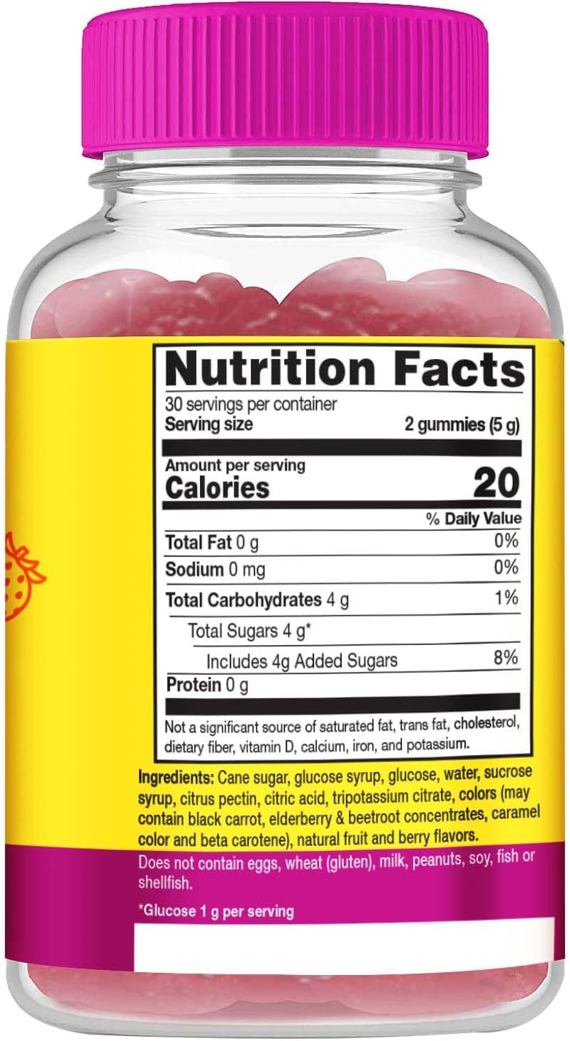 Glucose Gummies - 4 Grams Of Carbohydrates- Natural Sourced Flavors - Chewable Gummy For Men And Women, Non-Gmo, Gluten Free - 60 Count