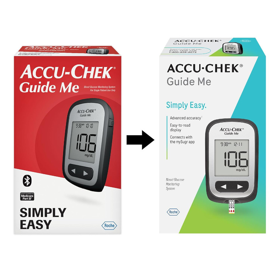 Accu-Chek Guide Me Glucose Monitor Kit For Diabetic Blood Sugar Testing: Guide Me Meter, 200 Guide Test Strips, And Control Solution