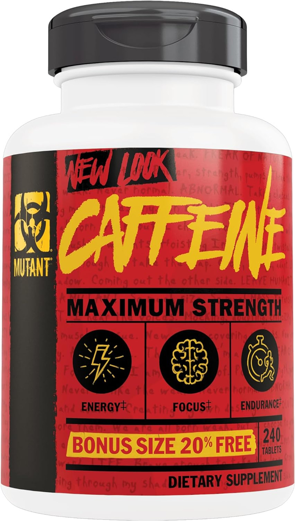 Mutant Caffeine Pills  Pharmaceutical-Grade Pure Caffeine Supplement For Boosting Energy, Focus, Mental Alertness, Performance, & Endurance  Reduces Fatigue & Restores Wakefulness  240 Tablets