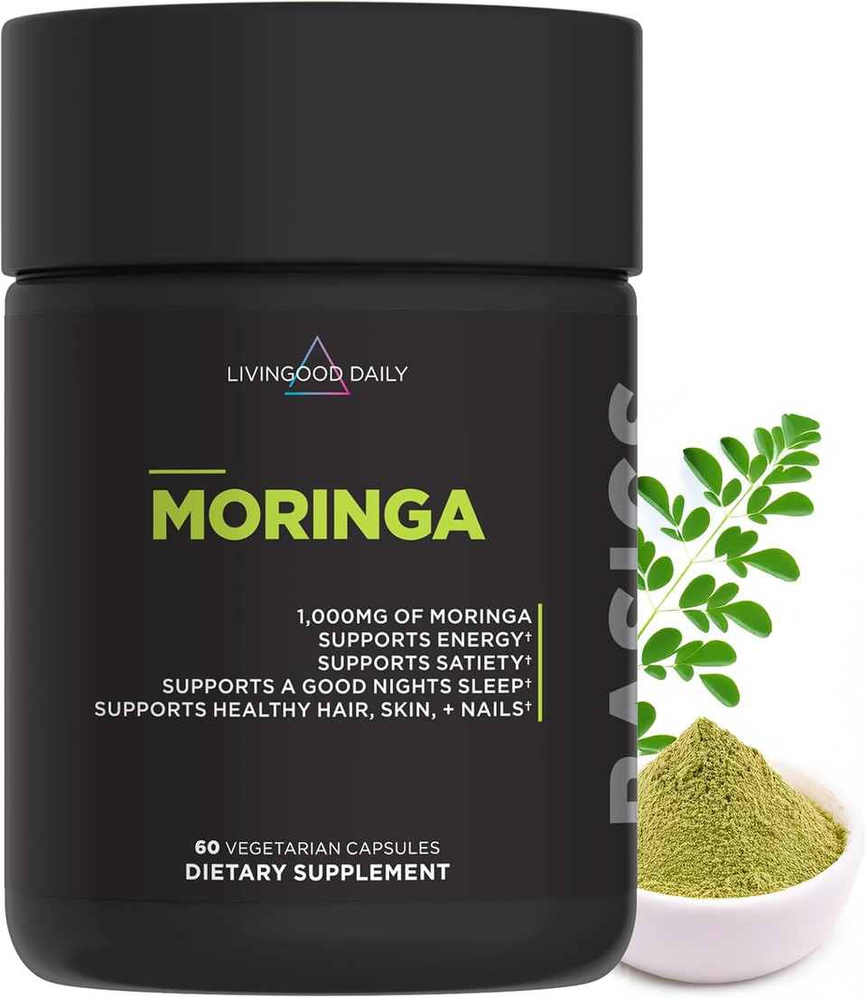Livingood Daily Moringa Capsules, Moringa Supplement For Energy, Sleep, Satiety, Hair, Skin, Nails & Wellness, Plant Based Vegetarian, Gluten Free, Non Gmo, Vegan, Daily Greens Superfood, 60 Capsules Livingood Daily Moringa Capsules, Moringa Supplement For Energy, Sleep, Satiety, Hair, Skin, Nails & Wellness, Plant Based Vegetarian, Gluten Free, Non Gmo, Vegan, Daily Greens Superfood, 60 Capsules