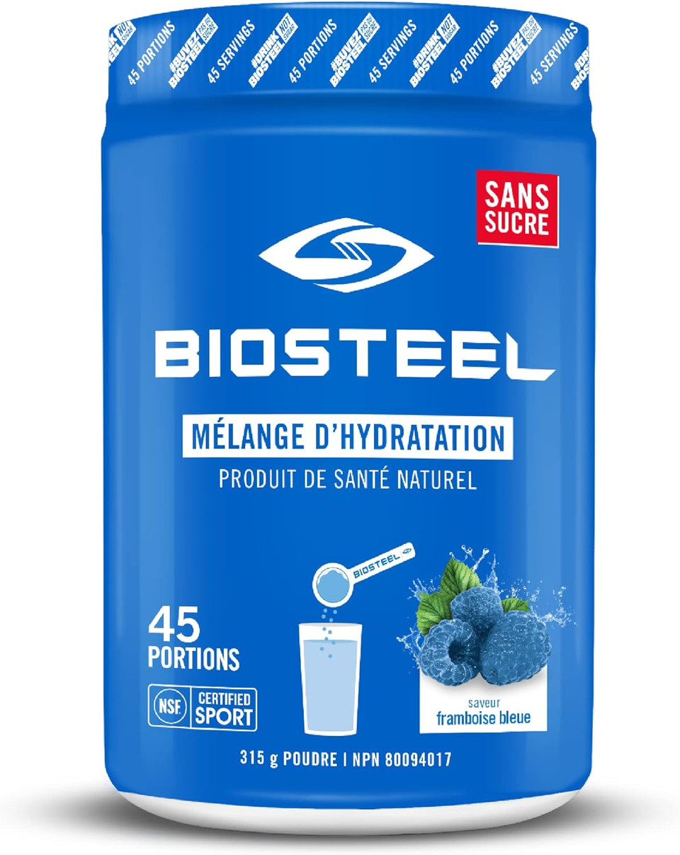 Biosteel Zero Sugar Hydration Mix, Great Tasting Hydration With 5 Essential Electrolytes, Blue Raspberry, 45 Servings Per Tub