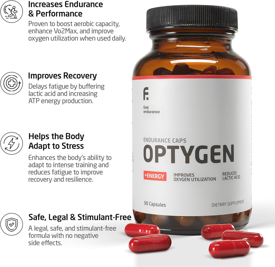 First Endurance Optygen - Premium Endurance Supplement | Boost Power | Increase Performance And Endurance | Improves Oxygen Utilization| 90 Capsules