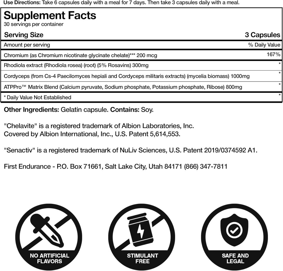 First Endurance Optygen - Premium Endurance Supplement | Boost Power | Increase Performance And Endurance | Improves Oxygen Utilization| 90 Capsules