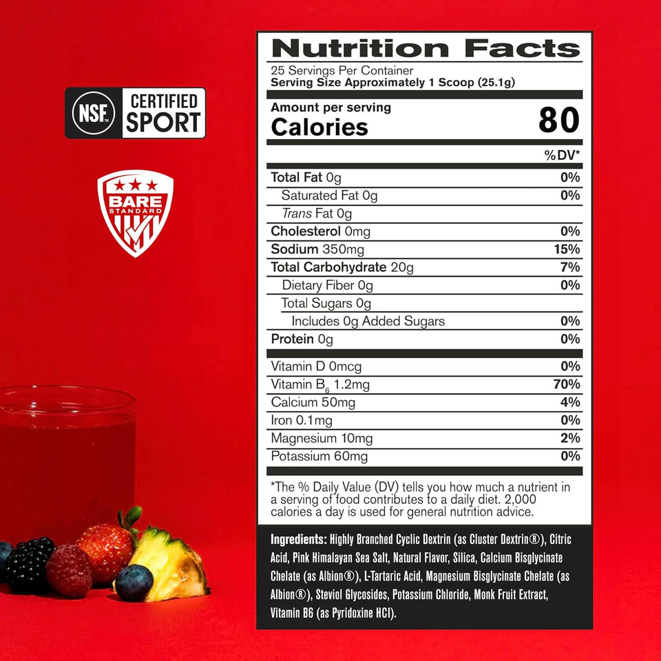 Bare Performance Nutrition, Bpn G.1.M Go One More Sport, Endurance Training Fuel, Superior Carbohydrate & Electrolytes Powder Formula, Reduce Fatigue, Fruit Punch, 25 Servings