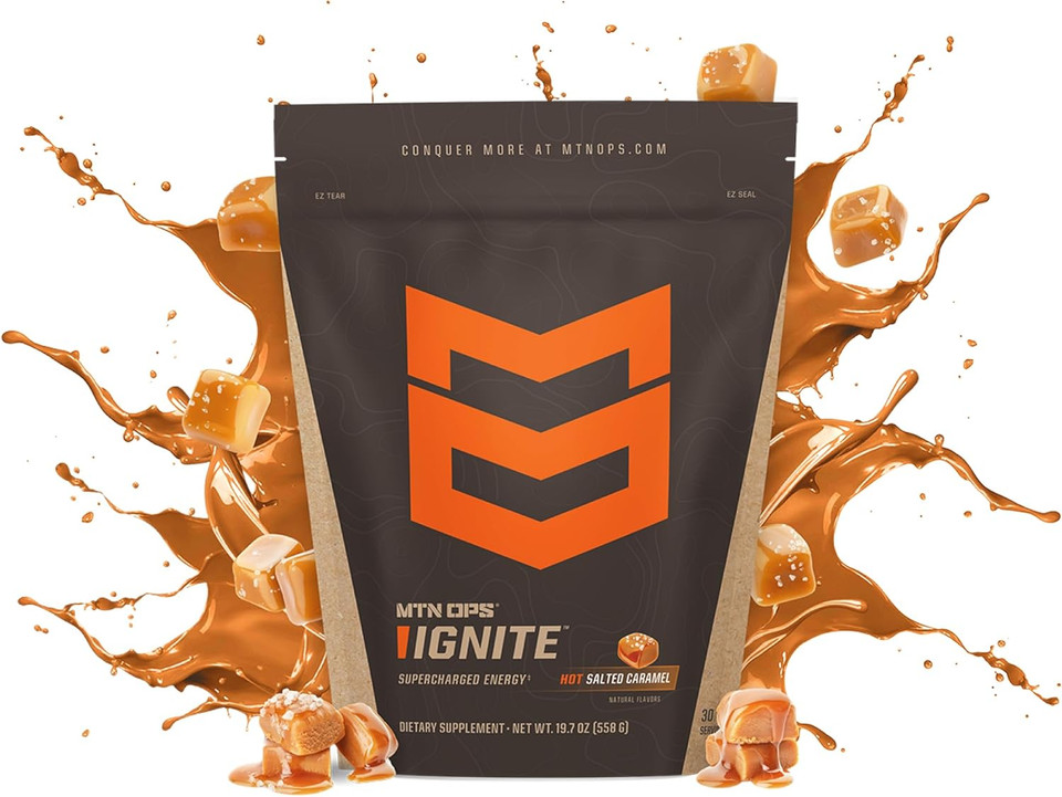 Mtn Ops Hot Ignite Instant Coffee Nootropic & L-Arginine L-Citrulline For Cognitive Clarity, Mental Focus & Nitric-Oxide Boost | 200Mg Caffeine Per Serving, 30 Servings | Apple Cider