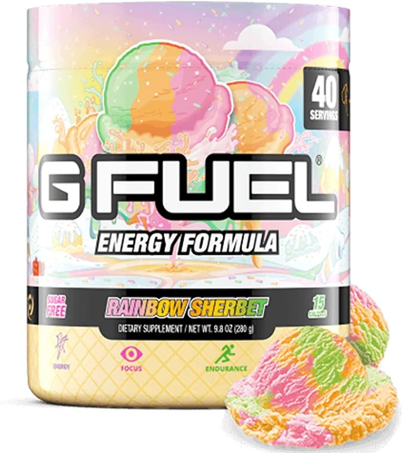 G Fuel Snow Cone Energy Drink Powder, Pre Workout Caffeine Mix For Gaming, Sugar Free Focus Amino, Vitamin + Antioxidants, 9.9Oz (Snow Cone, 40 Servings)