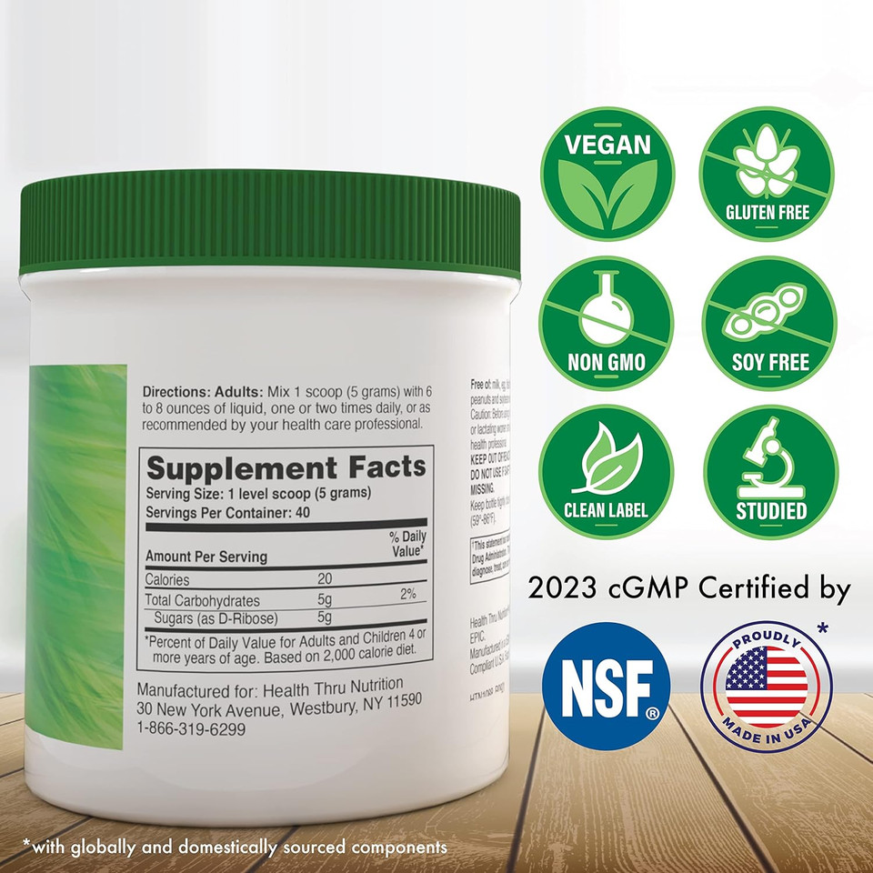 Health Thru Nutrition D-Ribose Pure Powder | Cellular Energy Support | Non-Gmo Gluten And Soy Free 200G