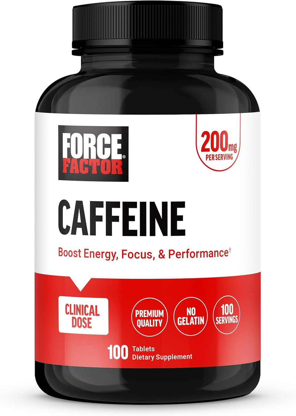 Force Factor Caffeine Pills 200Mg, Caffeine Tablets To Boost Energy, Focus, Strength, And Performance, Premium Quality Pills, Energy Support Supplement, 250 Tablets